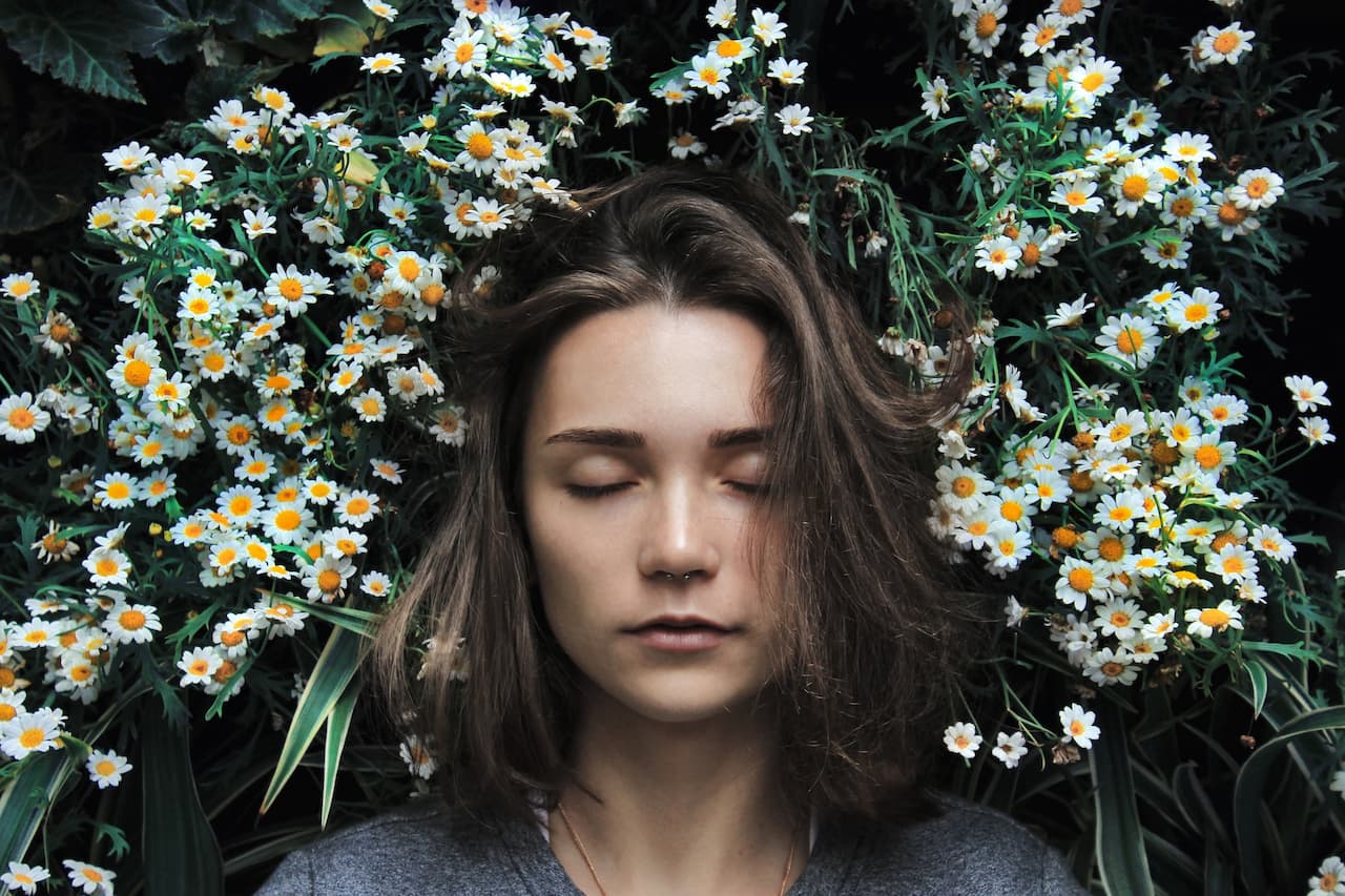 Woman With Flowers on her Head Sleep and Memory